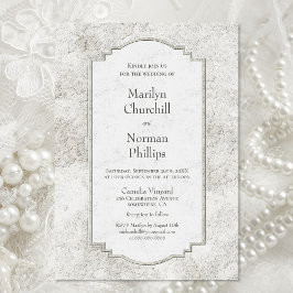 グレ素朴ー淡い色のド彫刻された石結婚式招待状 招待状