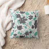 グレ絵を描ーティール（緑がかった色）水カラークレマティスフローラ クッション (ブランケット)