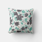 グレ絵を描ーティール（緑がかった色）水カラークレマティスフローラ クッション (正面)