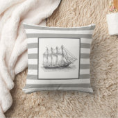 グレ航海のーストライプヴィンテージスクーナー船 クッション (ブランケット)