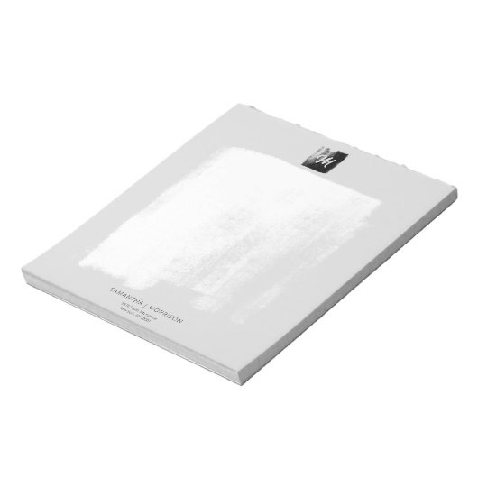 グレ芸術的イフォーマルモノグラム名ユニーク エレガント ノートパッド (回転)