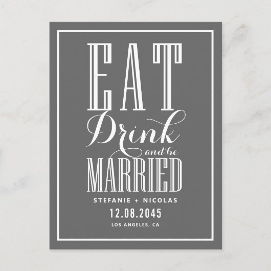 グレ食べイと飲み結婚したて保存 案内ポストカード (正面)