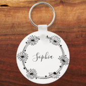 グロウエレガントス黒白の名前モノグラム キーホルダー (正面)