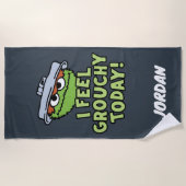 グロウチのオスカー |グラチ感じーチー |名前の追加 ビーチタオル (正面)