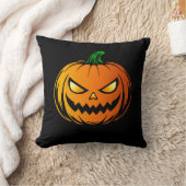 グロウハロウィンカボチャの怖い顔 - ハロウィン クッション (ブランケット)