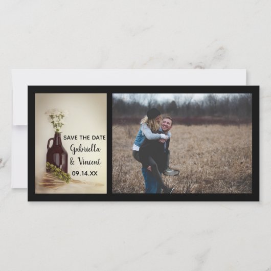 グロウラーホップデイジー醸造所ウェディング日付を保存 セーブザデート (正面)