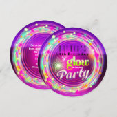 グロウ サークル & スターズ 誕生日パーティー 招待状 (正面/裏面)