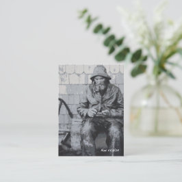 グロスターの漁師が網のしおりを繕う ノートカード