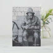 グロスターの漁師が網のフラットカードを修理 招待状 (スタンド正面)