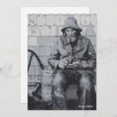 グロスターの漁師が網のフラットカードを修理 招待状 (正面/裏面)