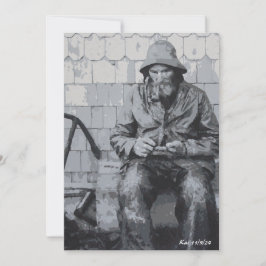 グロスターの漁師が網のフラットカードを修理 招待状