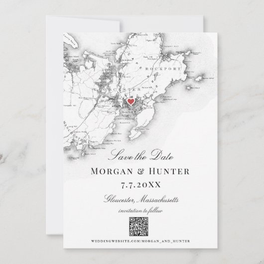 グロスターケープAnn日付QRコードエレガントを保存 セーブザデート (正面)