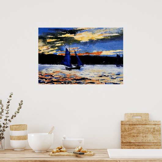 グロスターサンセット絵画ズバイウィンスローホーマー ポスター (キッチン)