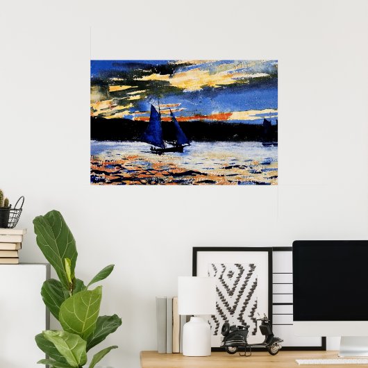 グロスターサンセット絵画ズバイウィンスローホーマー ポスター (ホームオフィス)