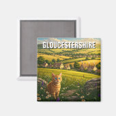 グロスターシャーインイングランド旅行で猫 マグネット (正面/裏面)