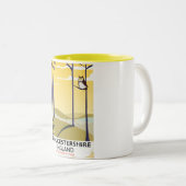 グロスターシャー州、英国列車の旅行ポスター。 ツートーンマグカップ (正面右)