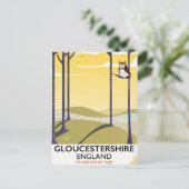 グロスターシャー州、英国列車の旅行ポスター。 ポストカード (スタンド正面)