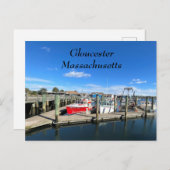 グロスターハーバーのボート ポストカード (正面/裏面)