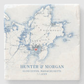 グロスターマサチューセッツ州デスティネーションウェディングのお願い ストーンコースター (正面)