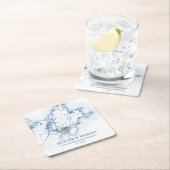 グロスターマサチューセッツ州ネイビー結婚ブルーマップズ スクエアペーパーコースター (インサイチュ)