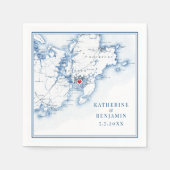 グロスターマサチューセッツ州地図ネイビーエレガントな結婚式 スタンダードカクテルナプキン (正面)