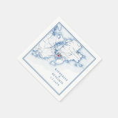 グロスターマサチューセッツ州地図ネイビーエレガントな結婚式 スタンダードカクテルナプキン (角)