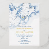 グロスター結婚・アンエレガントズ海軍と金ゴールド 箔招待状 (正面)