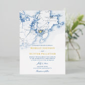 グロスター結婚・アンエレガントズ海軍と金ゴールド 箔招待状 (立ち正面)