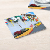 グロスターMAのロブスターの建物ブイ スクエアペーパーコースター (アングル)