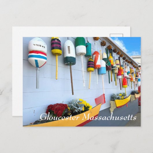 グロスターMAのロブスターの建物ブイ ポストカード (正面/裏面)