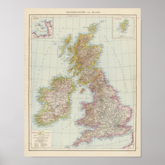 グロスブリタニエン， Irland – アイルランドの地図 ポスター (正面)