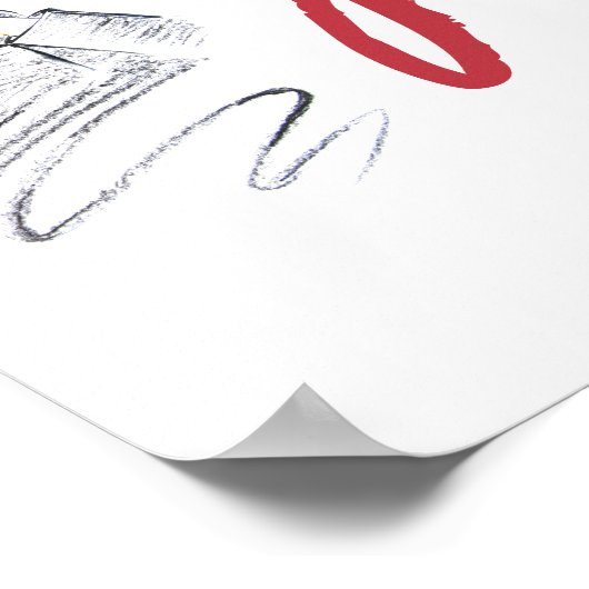 グロスモダンボスガールブラックレッドおもしろいワールドアート ポスター (角)