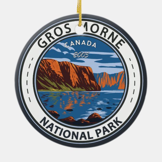 グロスモーヌ国立公園カナダ旅行芸術ヴィンテージ セラミックオーナメント (裏面)