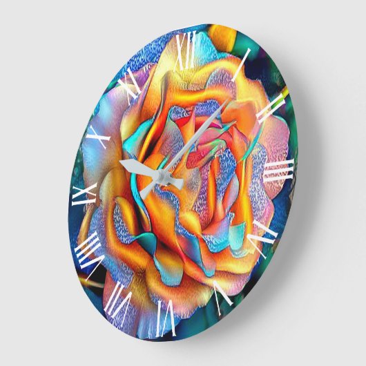 グロッシーユニークバラアートドリーム ラージ壁時計 (傾斜)