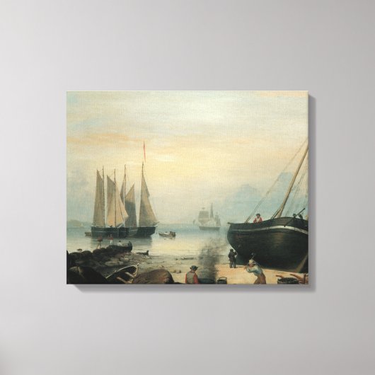 グロッスター、ダンカンのポイント、修理のためにビーチ キャンバスプリント (正面)