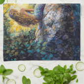 グロットーのマーメイド絵を描ズ キッチンタオル (折り畳み)