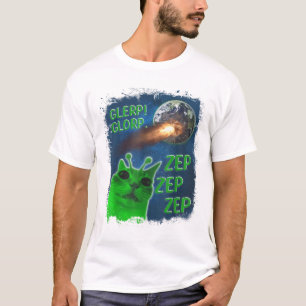 グロッパグロおもしろいップエイリアン猫 Tシャツ