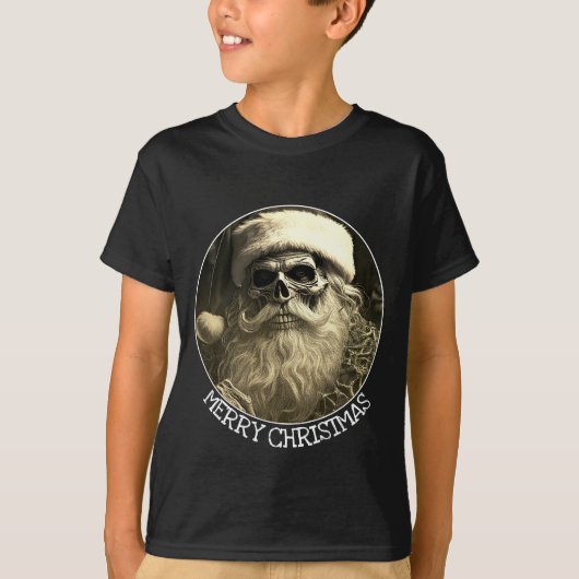 グロテスクなクリスマス - スケルトンのサンタ 65609 Tシャツ (正面)