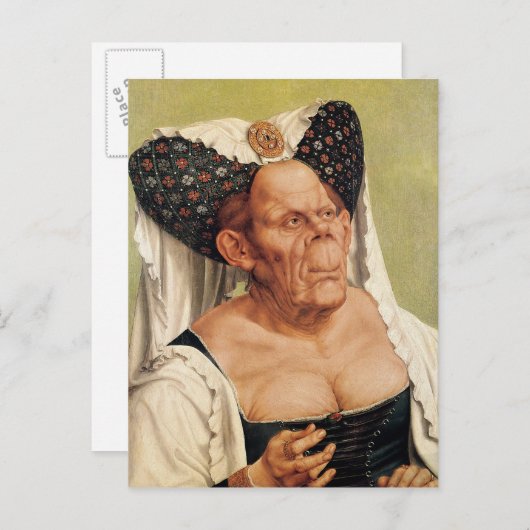 グロテスクな老婆、恐らくプリンセス・マーガレット ポストカード (正面/裏面)