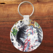 グロテスクな頭部と剣 キーホルダー (正面)