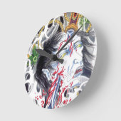 グロテスクな頭部と剣 ラウンド壁時計 (傾斜)