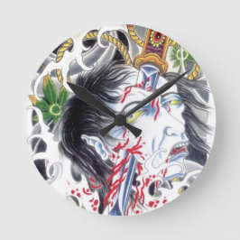 グロテスクな頭部と剣 ラウンド壁時計