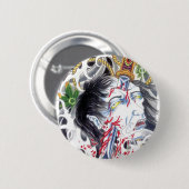 グロテスクな頭部と剣 缶バッジ (正面&裏面)