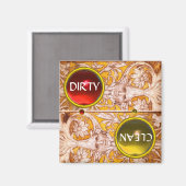 グロテスクな顔金ゴールド白い花汚れたクリーン マグネット (正面/裏面)