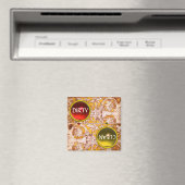 グロテスクな顔金ゴールド白い花汚れたクリーン マグネット (インサイチュ (食洗機))