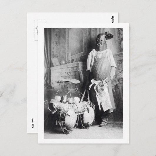 グロテスク奇怪な怖いハロウィーンマスクヴィンテージ ポストカード (正面/裏面)