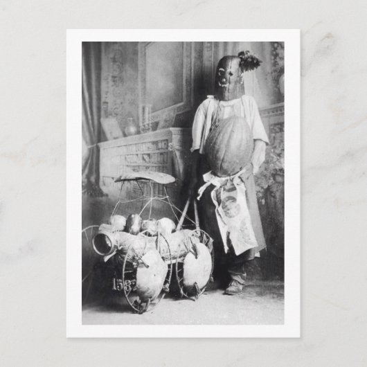 グロテスク奇怪な怖いハロウィーンマスクヴィンテージ ポストカード (正面)