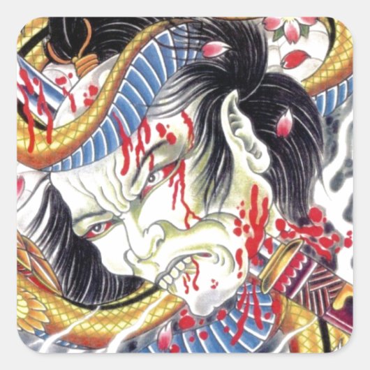グロテスク&スネークタトゥーデザイン スクエアシール (正面)
