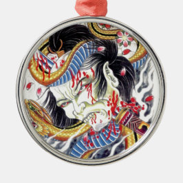 グロテスク&スネークタトゥーデザイン メタルオーナメント