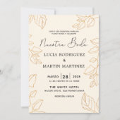 グロドエレガントリーフクリームヌエストラスペインのボーダ 招待状 (正面)